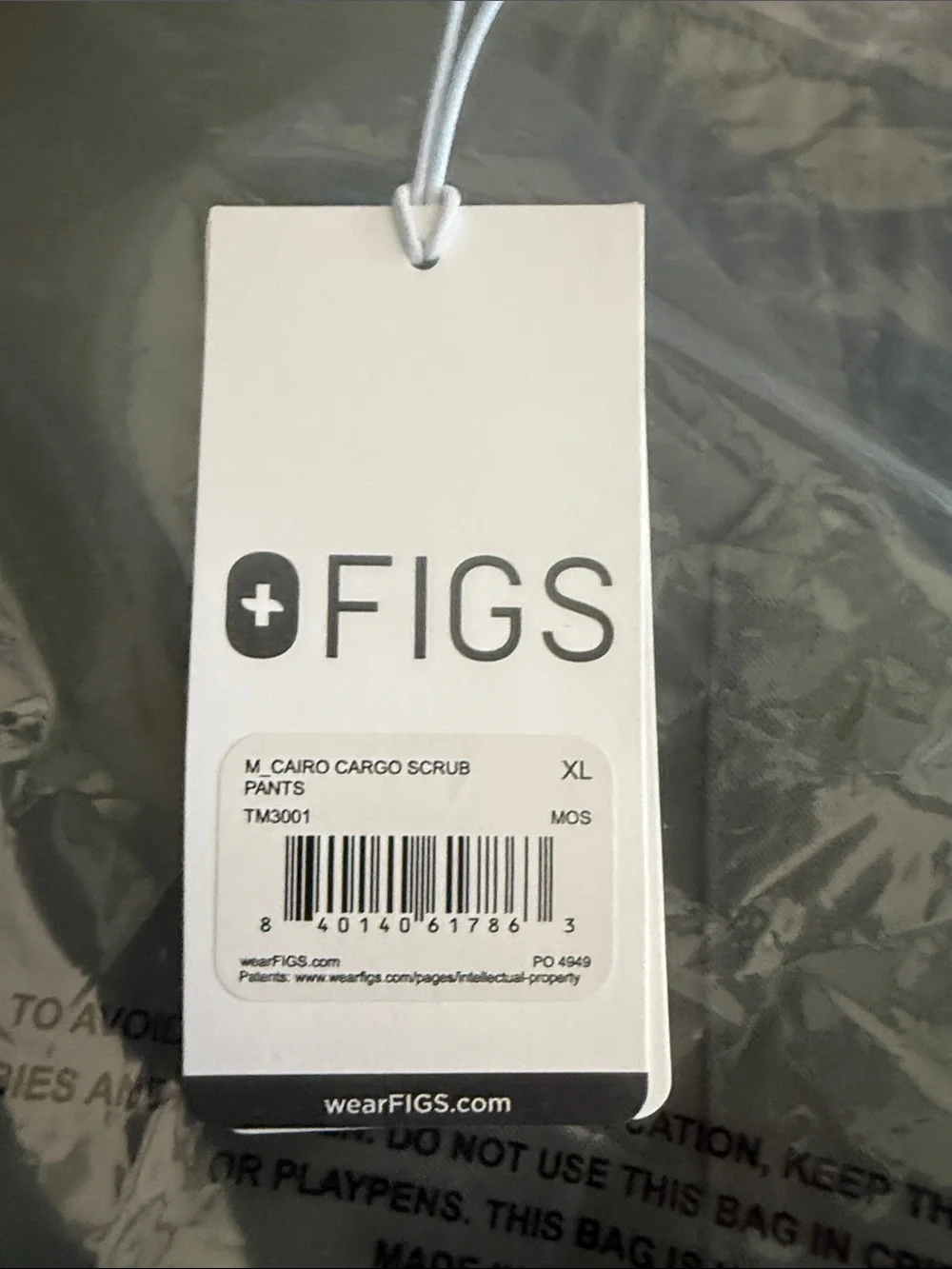 NWT Figs Men’s Moss Olive Green Cairo Cargo Straight-Leg Scrub Pants Size XL